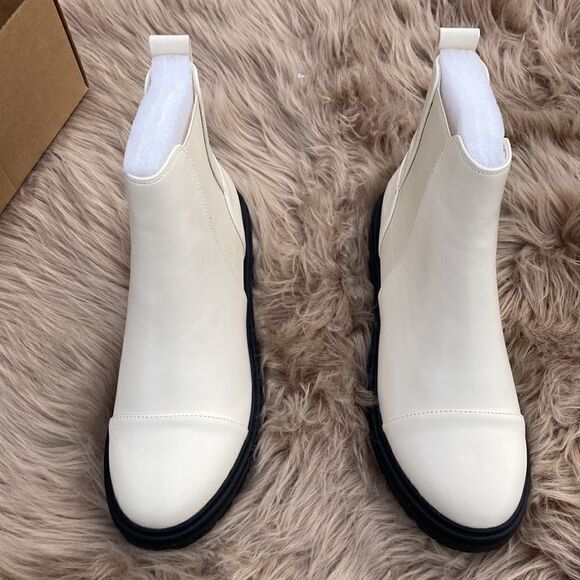 ZBY Lug Sole Ankle Boots Pull on Chunky Chelsea Combat Platform - Picture 7 of 11